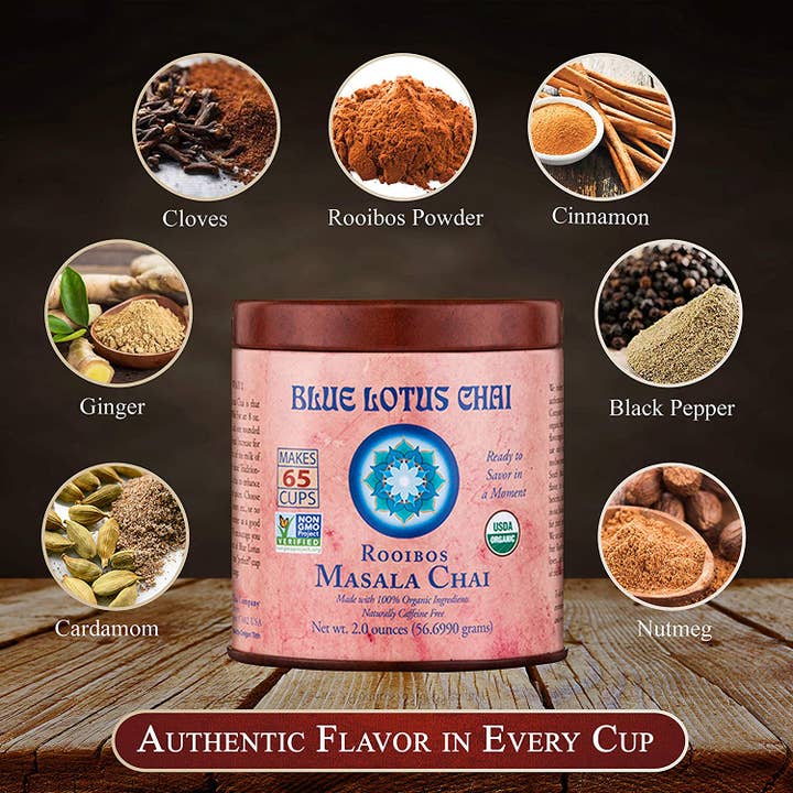 Rooisbos Masala Chai by Blue Lotus Chai Company  (2oz Tin)