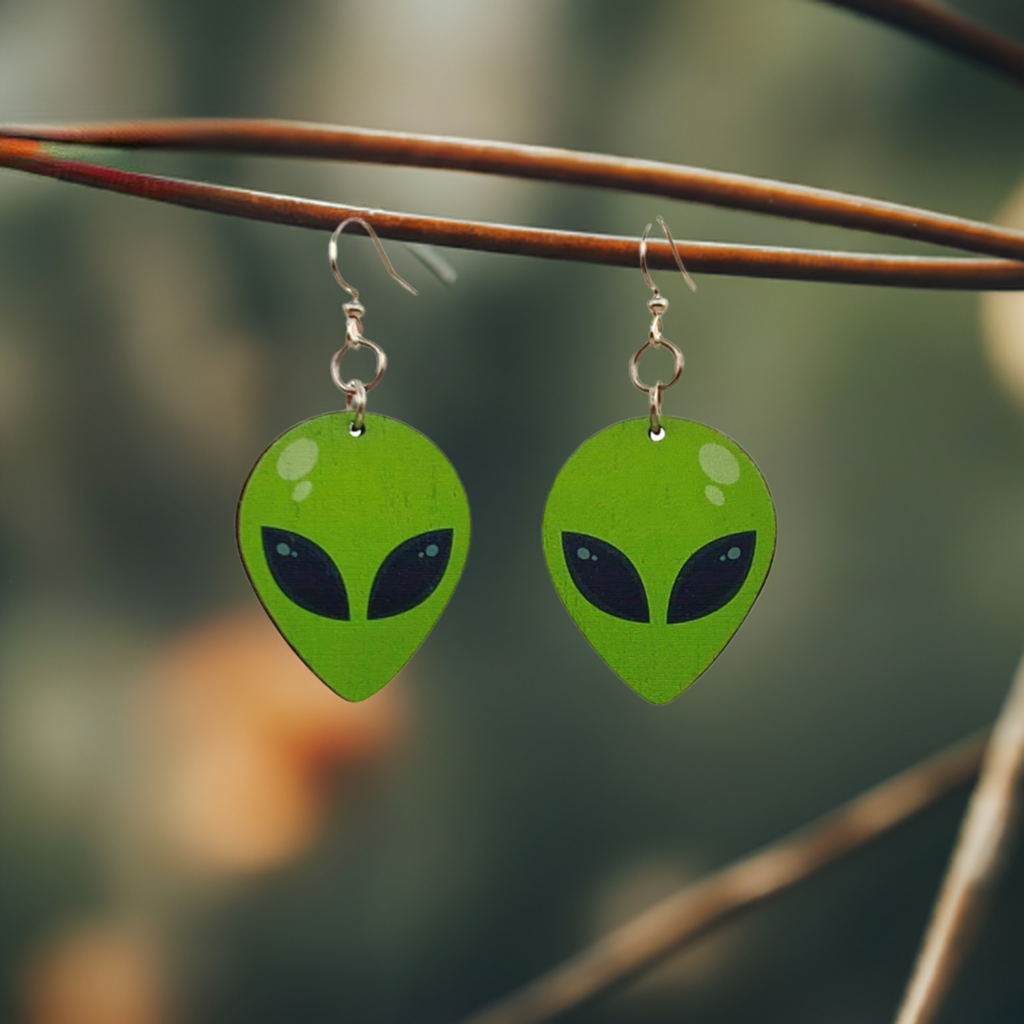 Alien Earrings by Green Tree Jewelry