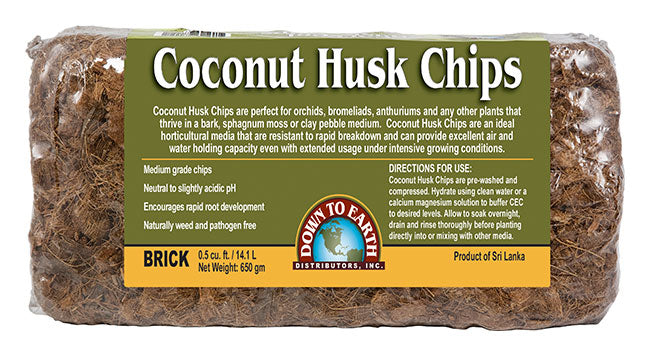 Coconut Husk Chips (Brick (650gm/0.5cuft) Down To Earth