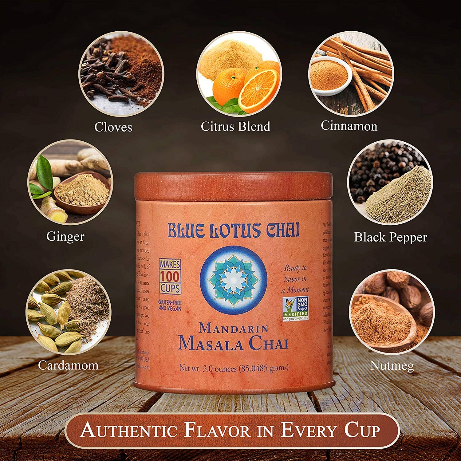 Mandarin Masala Chai by Blue Lotus Chai Company - 3oz Tin (100 cups)