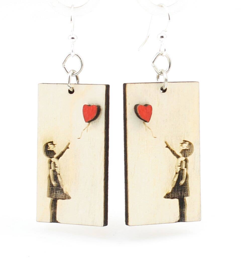 Banksy Floating Away Earrings by Green Tree Jewelry