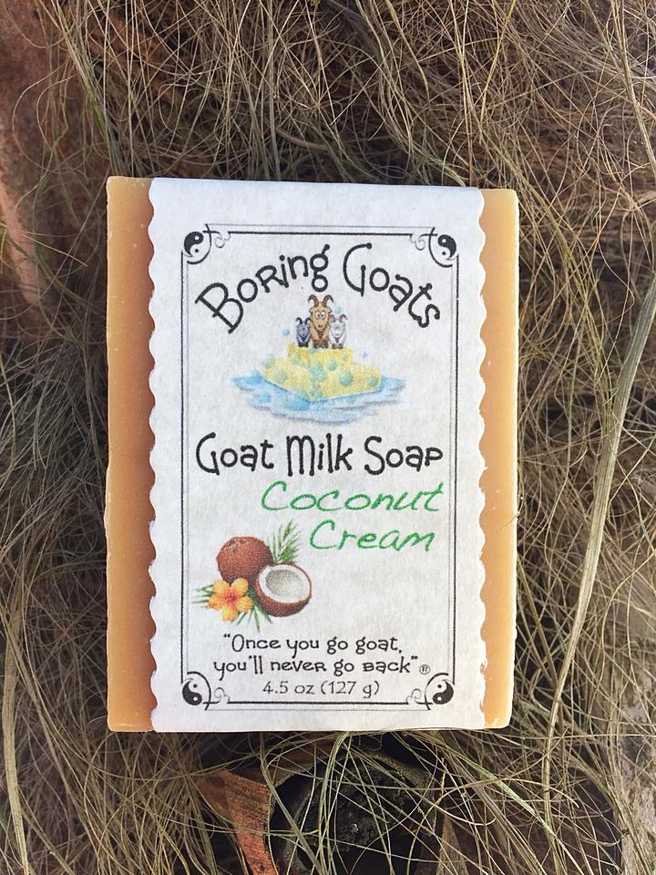 Coconut Cream Goat Milk Soap by Boring Goats (Full Bar)