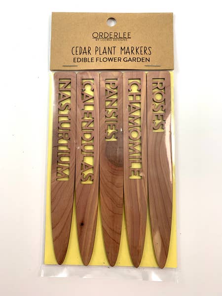 Edible Flower Garden - Cedar Plant Markers - LeeMo Designs