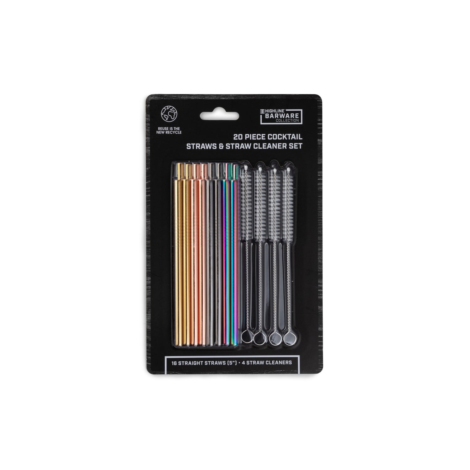 Core Highline 20pc Cocktail Straws With Cleaners