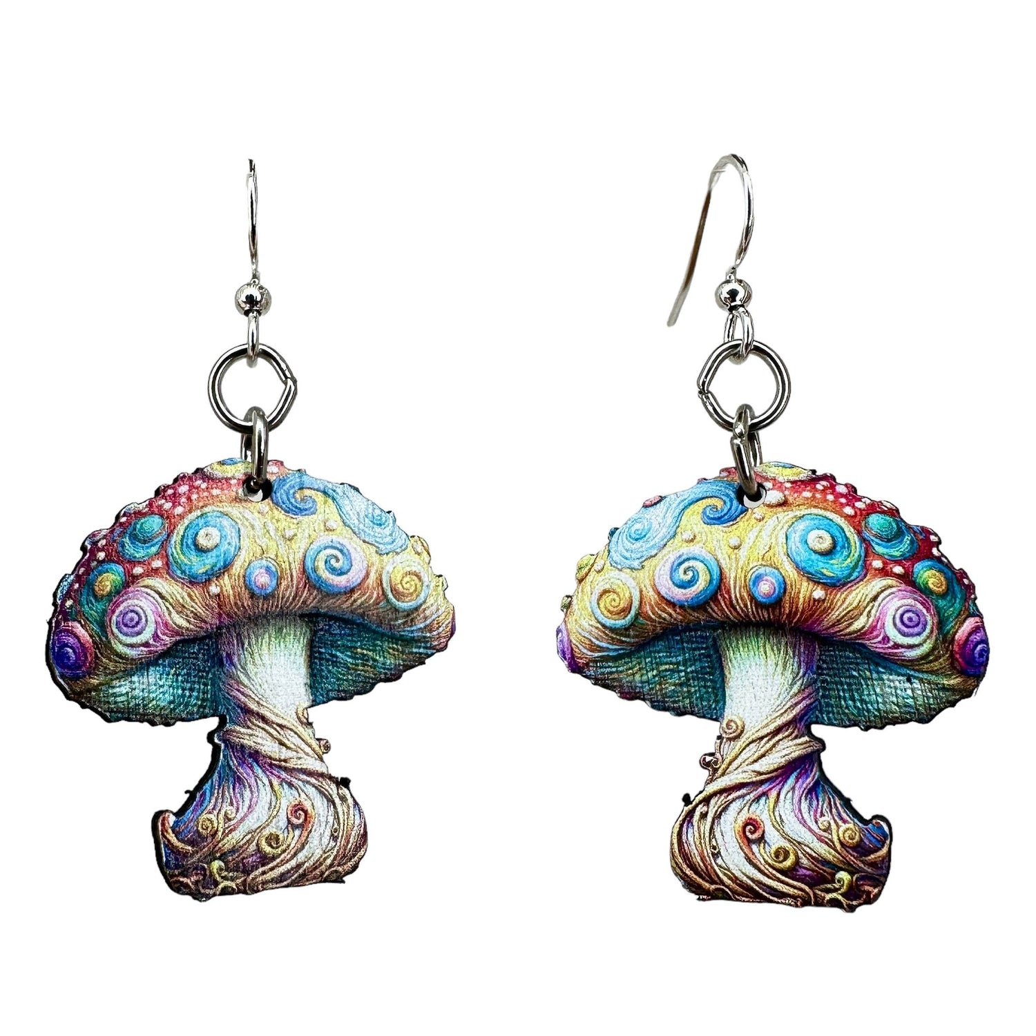 Van Gogh Mushroom Earrings by Green Tree Jewelry