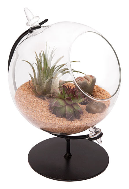 Desktop Glass Terrarium Planter with Metal Stand