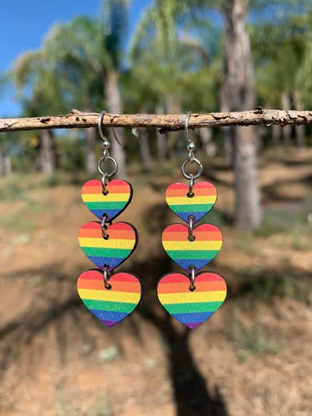 Rainbow Heart Earrings by Green Tree Jewelry