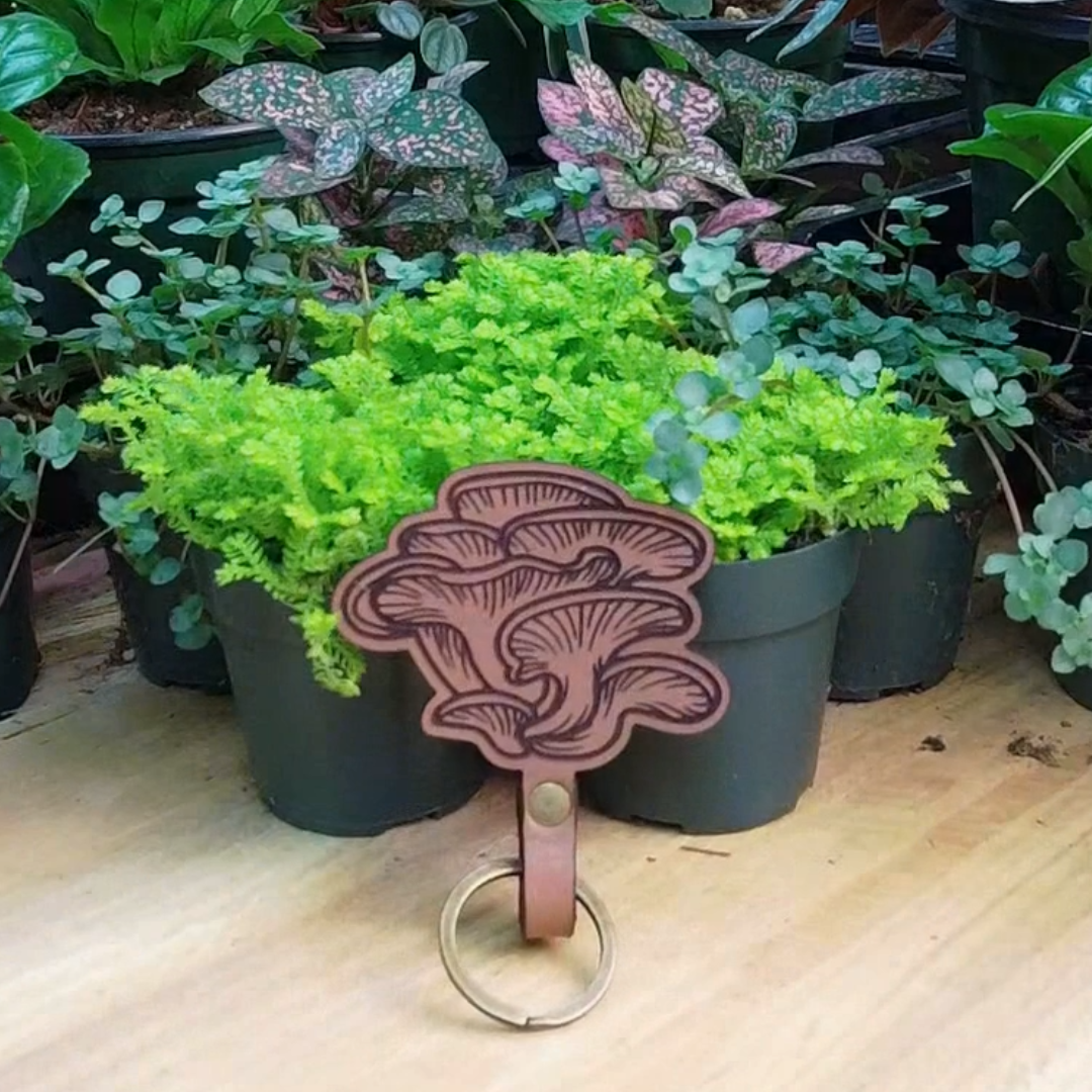 Leather Keychain - Mushrooms