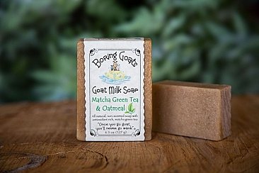 Matcha Green Tea & Oatmeal Goat Milk Soap by Boring Goats  (Full Bar)