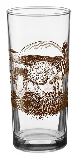 Glass Tumbler Vintage Mushroom Design - Down To Earth