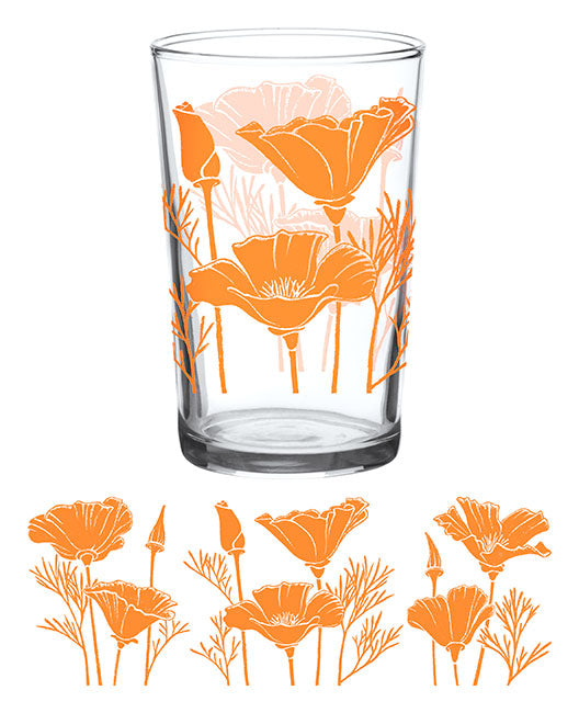 Juice Glasses - Vintage Poppy Design - Down To Earth